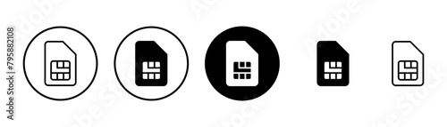 Sim card icon vector isolated on white background. Mobile slot icon. Mobile cellular phone sim card chip.
