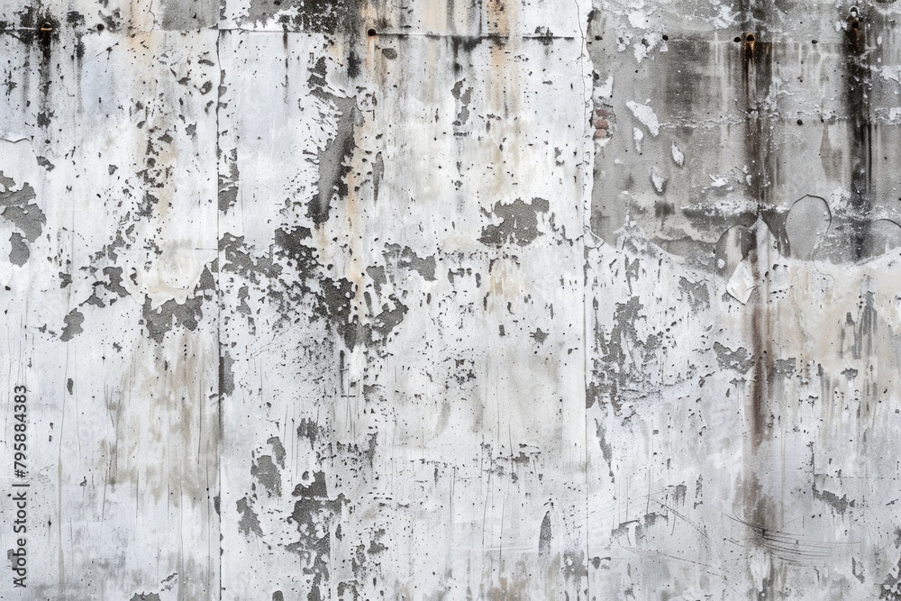 Fototapeta premium Fractured Reflections: A Wall Marked by Abundant Cracks and Holes, Reflecting the Resilience of Time.