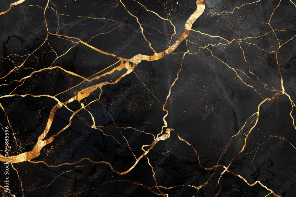 Ethereal Contrasts: A Marbled Wall of Black and Gold, Gracefully Enhanced by Glistening Gold Streaks. Ethereal Contrasts: A Marbled Wall of Black and Gold, Gracefully Enhanced by Glistening Gold Streaks.