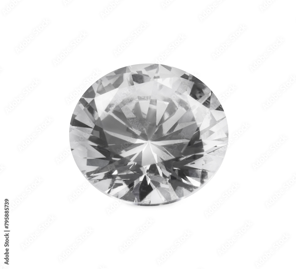 One beautiful shiny diamond isolated on white One beautiful shiny diamond isolated on white