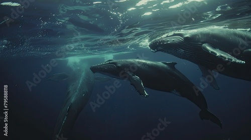 underwater view with large whales AI generated © Lisa_Art