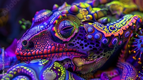 Vibrant Gecko Macro Showcasing Intricate Reptilian Patterns and Textures in a Stunning Natural Environment