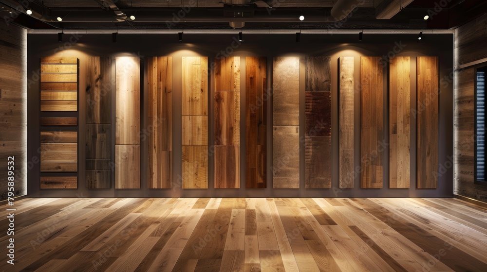 Seamless display of Scandinavian wood cabinet doors, their natural textures highlighted in market light