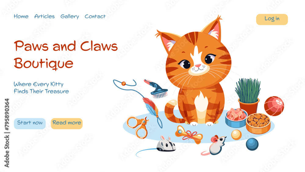 Modern vector concepts for website - cat accessories boutique Modern vector concepts for website - cat accessories boutique