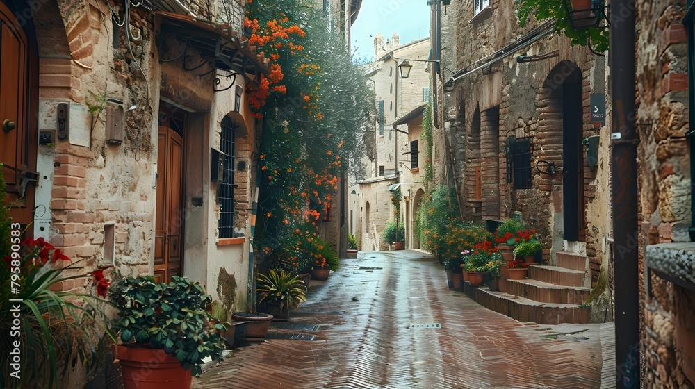 Fototapeta premium Medieval Italian Charme The Towering San Gimignano in Tuscanys Heart