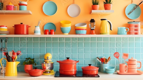 Vibrant Kitchen Tableau A Burst of Color in Culinary Delight