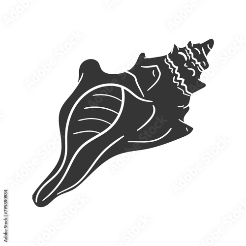 Seashell Icon Silhouette Illustration. Apple Murex Vector Graphic Pictogram Symbol Clip Art. Doodle Sketch Black Sign.