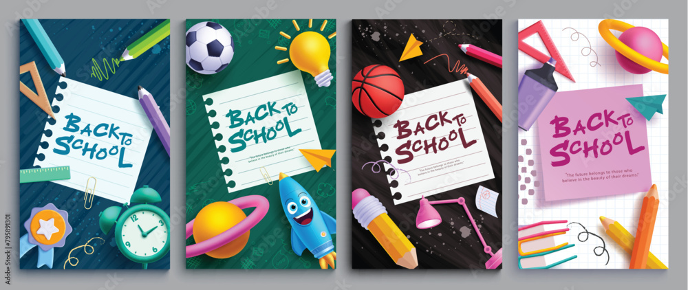 Back to school vector posters design. Back to school text greeting with ...
