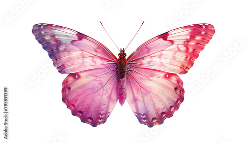 Beautiful pink butterfly isolated on a white background. © NS