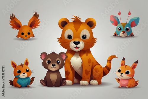 Kids Animal colorful vector - Ai generated 