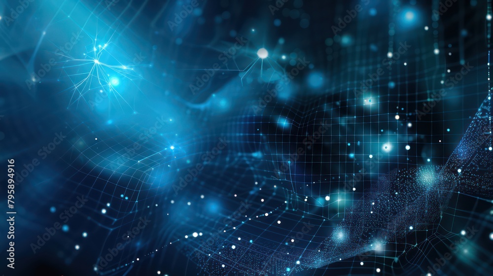 Concept of AI and digital human brain neural network surrounded by glowing lines on dark background Concept of AI and digital human brain neural network surrounded by glowing lines on dark background