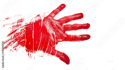 Red hand print on transparent background photo