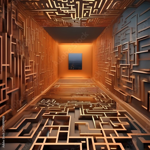 A three-dimensional maze of interconnected tunnels and pathways, shifting and changing with each moment4 photo