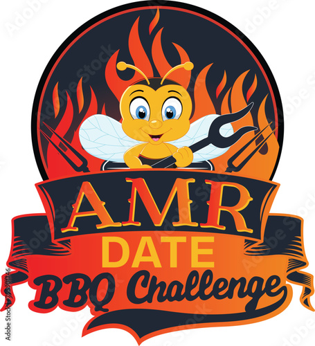 BBQ masala food bee fire logo