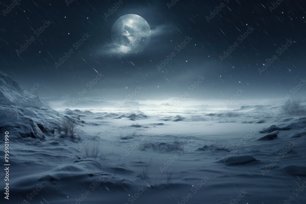 A snow storm winter landscape with drifts of snow astronomy outdoors nature.