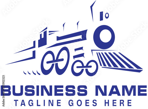BLUE TRAIN LOGO DESIGN SILHOUETTE