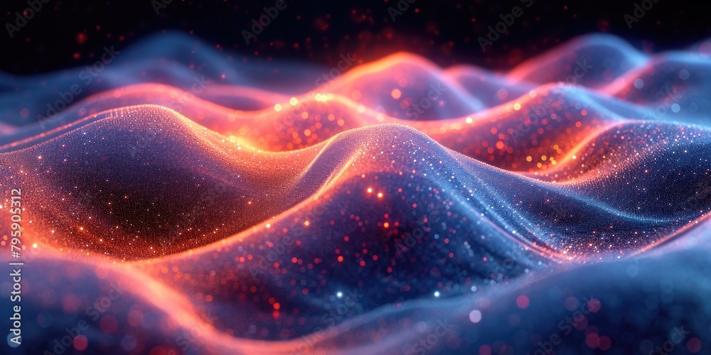 A computer-generated image featuring waves and stars in a captivating and fascinating display.