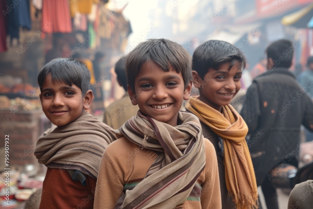 Unidentified Nepalese kids in the street Unidentified Nepalese kids in the street