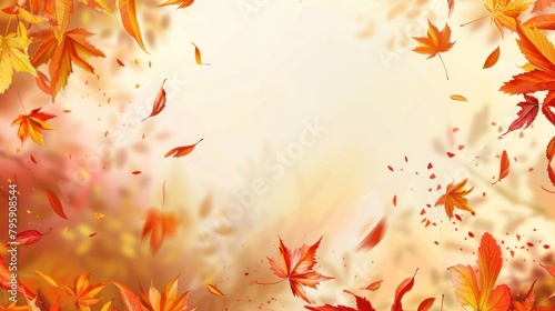 Autumn background with falling autumn leaves Vector illustration