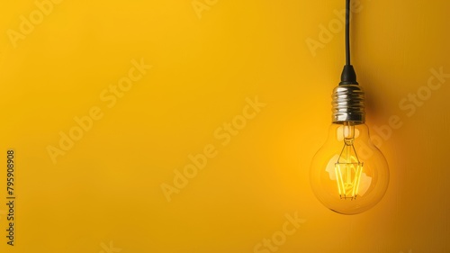 Illuminated lightbulb against vibrant yellow backdrop