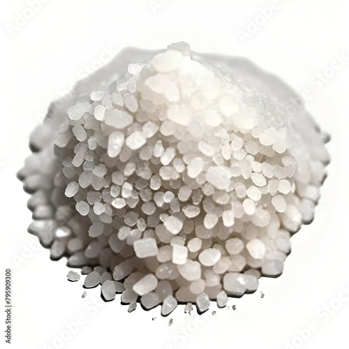 pile of white sea salt isolated on white background