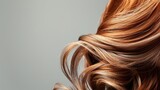 Close-up of luscious wavy red hair with highlights