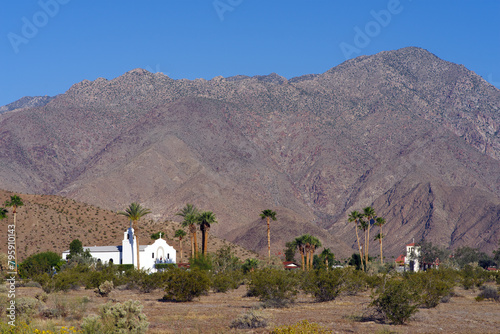 Saint Richard Catholic Church shown in Borrego Springs, San Diego County, California. Landscape taken in April, 2024. photo