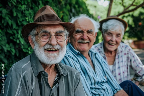 Group of senior friends having fun outdoors. Elderly people concept.