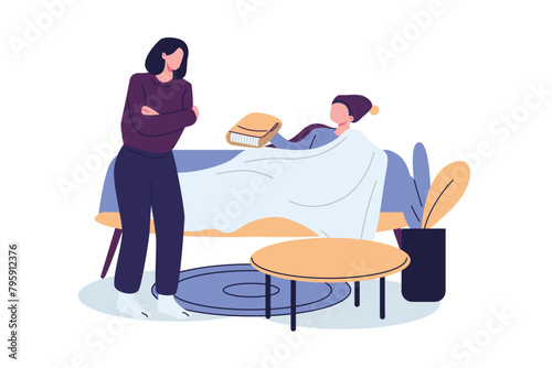 men offer blankets in winter flat style illustration vector design