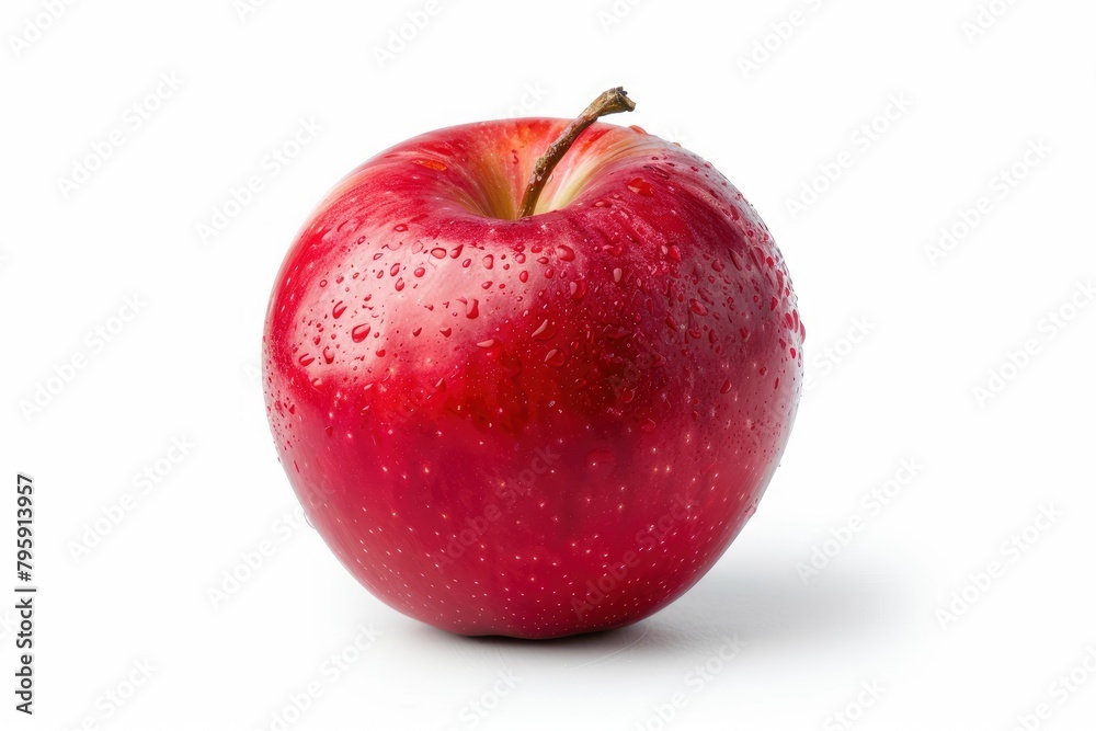 Red apple isolated on white background, clipping path, full depth of field - generative ai Red apple isolated on white background, clipping path, full depth of field - generative ai