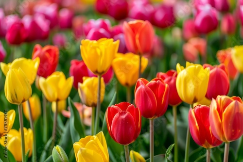 Colorful tulips on sunny background © InfiniteStudio