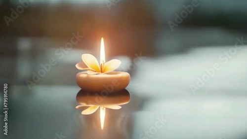 burning candle on a dark background photo