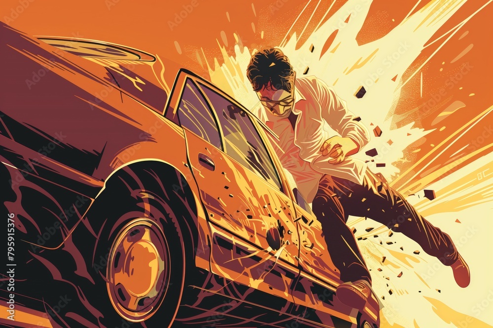 Obraz premium illustration of a pedestrian and car accident