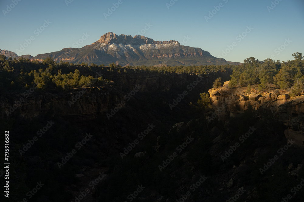 Shadows Fill Huber Wash With Smithsonian Butte In The Distance