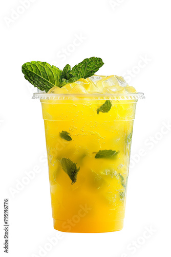 Refreshing Mint Lemonade in Plastic Cup