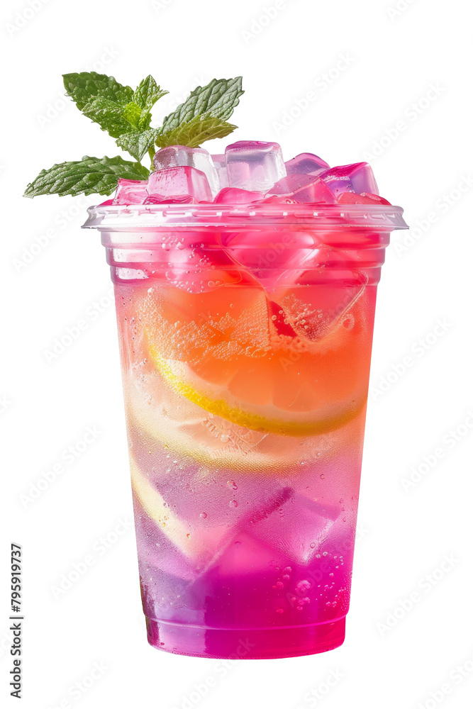 Colorful Iced Fruit Drink With Mint Colorful Iced Fruit Drink With Mint