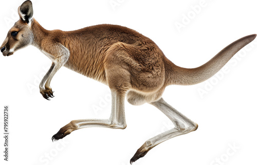 Kangaroo in motion on a transparent background