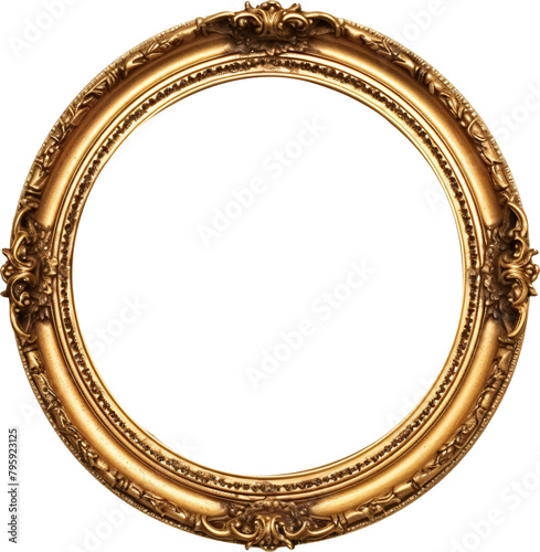 Decorative golden vintage round frames transparent background