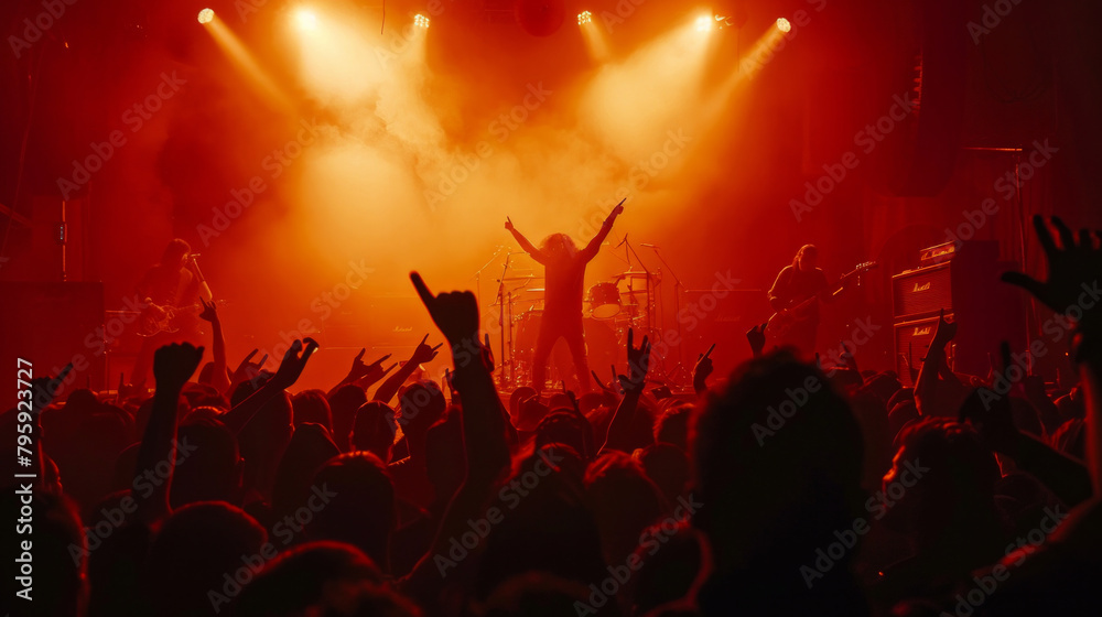 A man is on stage with a crowd of people cheering him on