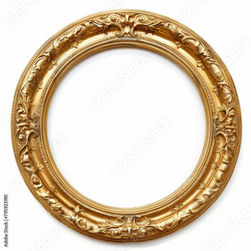 A gold framed oval with a floral design © tope007