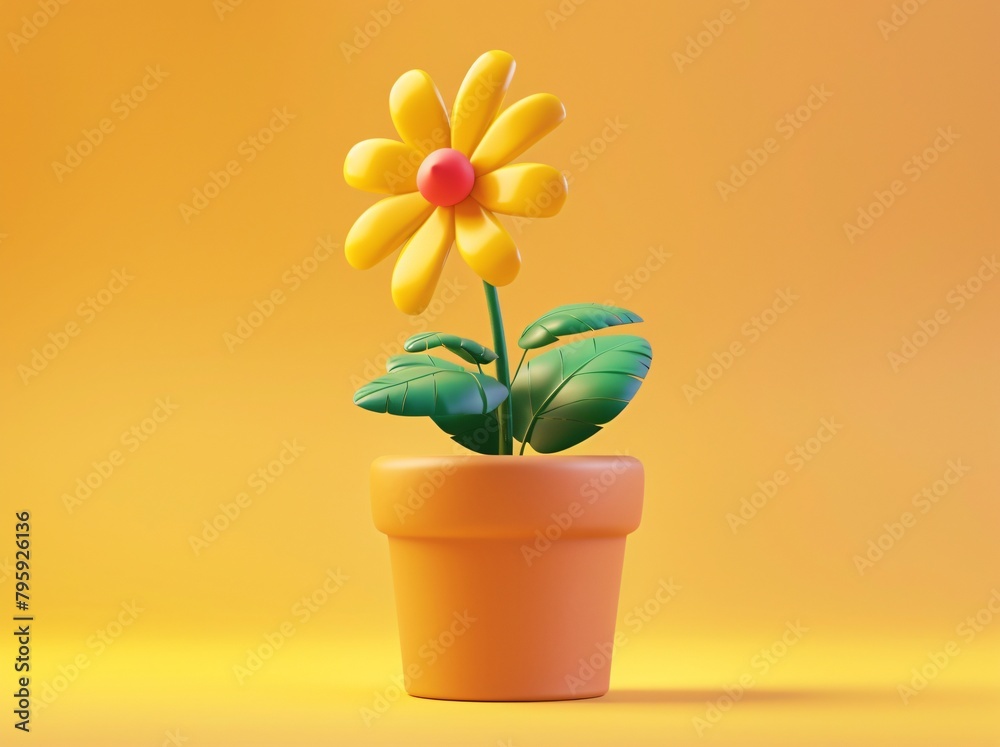3D Cute Flower Cartoon Iluustration Design 3D Cute Flower Cartoon Iluustration Design