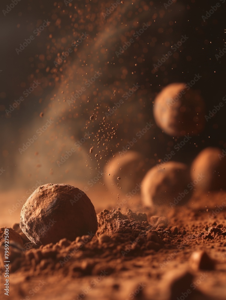 Ruffles Exploding Exploding cocoa truffle in dynamic capture - A detailed image capturing ...