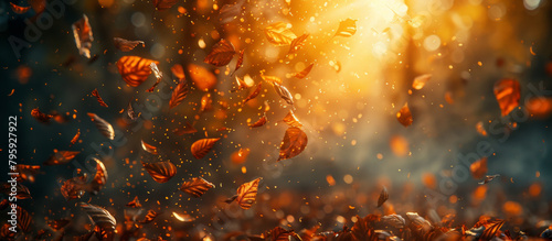 A photo of autumn leaves falling from a tree