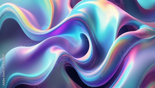  Abstract fluid iridescent holographic neon curved wave in motion colorful background, Gradient design. Generative AI 