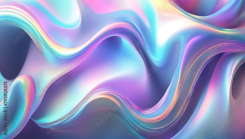 Obraz premium Abstract fluid iridescent holographic neon curved wave in motion colorful background, Gradient design. Generative AI 
