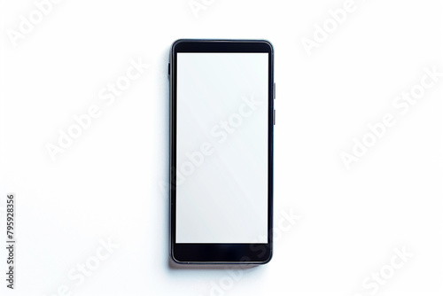 Cell phone blank screen on white background.