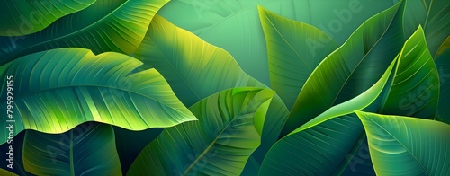 tropical banana leaves closeup macro pattern photo