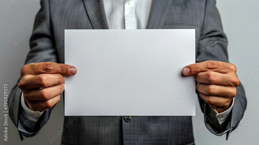 professional man holding blank card