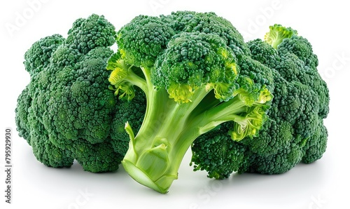 Fresh broccoli isolated on white background. Healthy food, dieting, vegan concept