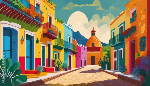 ilustración de calle de México. photo
